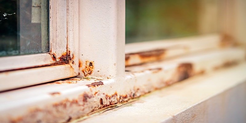 rusty window | pressure washing rust removal