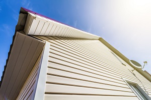worm's eye view of the facade of a house | dealing with vinyl siding oxidation