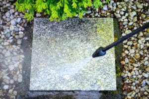 Cleaning with a pressure washer of granite garden slabs | pressure washing tiles
