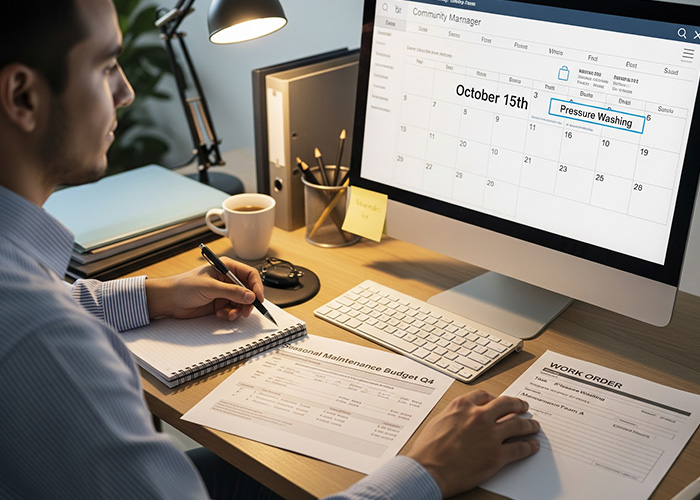 pressure wash grimy walls