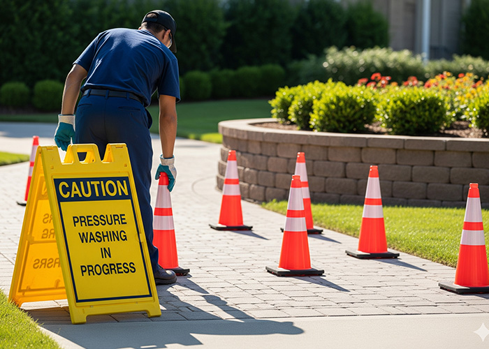 pressure washing wall