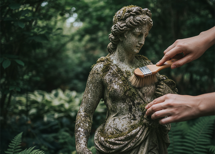 pressure wash garden statues