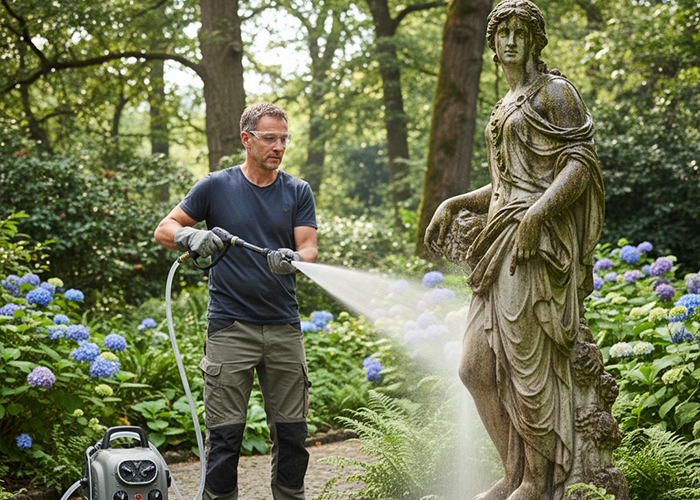 clean garden ornaments