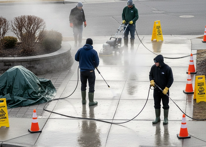 pressure washing high traffic areas